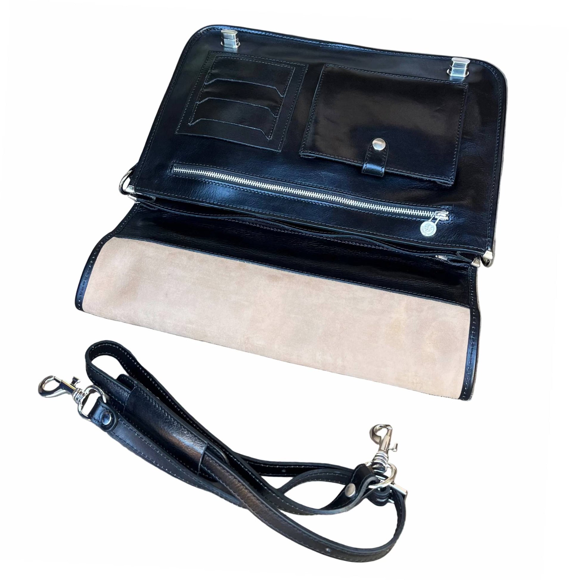 frontale e tracolla Cartella da lavoro in pelle con chiusura a girello Borsa professionale Made in Italy Cuoieria Italiana