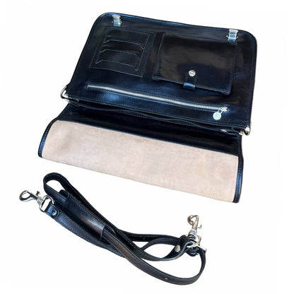 frontale e tracolla Cartella da lavoro in pelle con chiusura a girello Borsa professionale Made in Italy Cuoieria Italiana