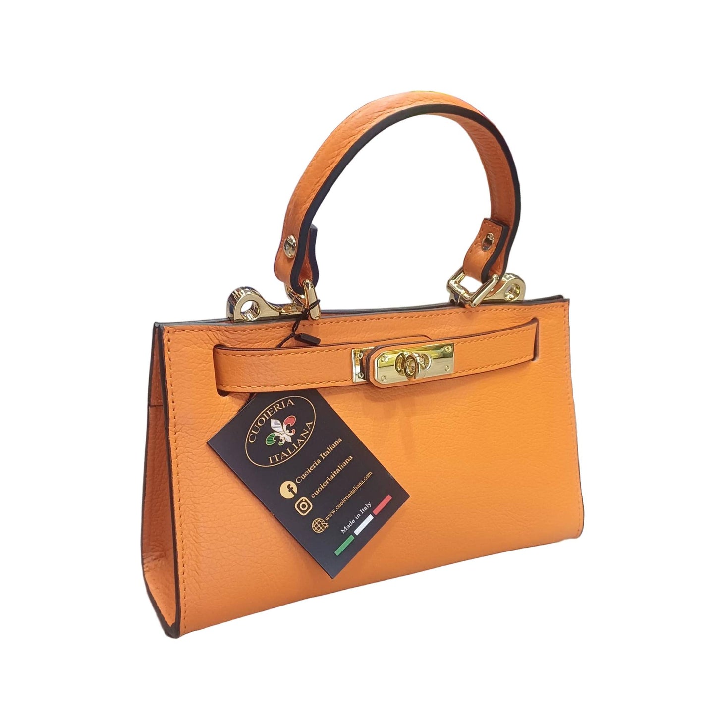 gala borsa rigida in pelle arancione piccola da donna elegante made in italy cuoieria italiana