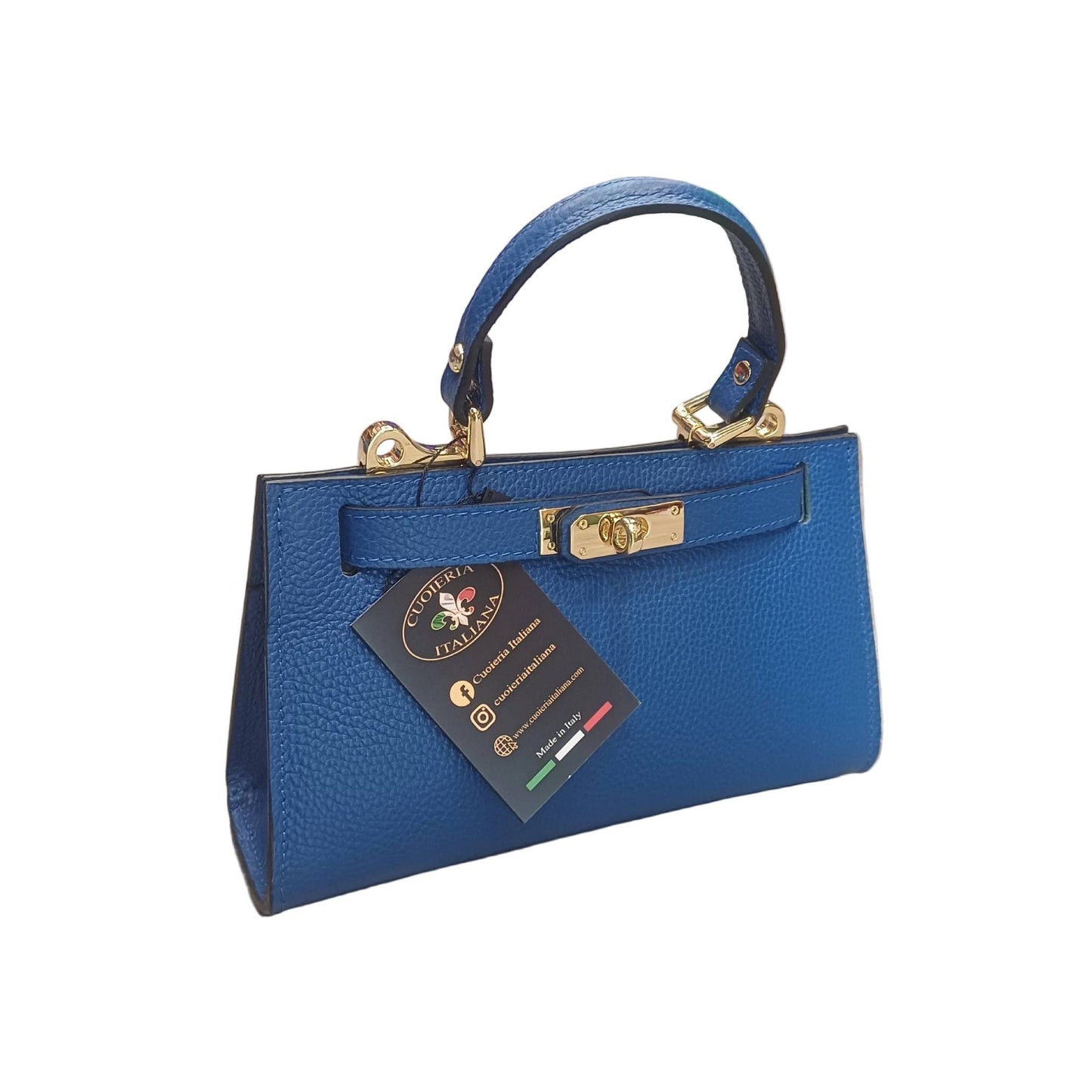 gala borsa rigida in pelle blu elettrico piccola da donna elegante made in italy cuoieria italiana