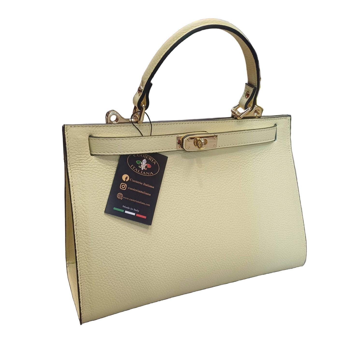 gala borsa rigida in pelle giallo chiaro grande da donna elegante made in italy cuoieria italiana