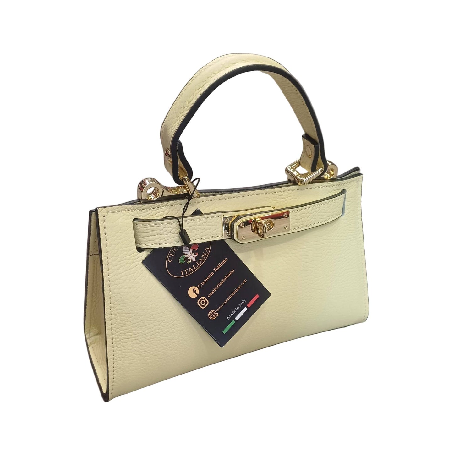 gala borsa rigida in pelle giallo chiaro piccola da donna elegante made in italy cuoieria italiana
