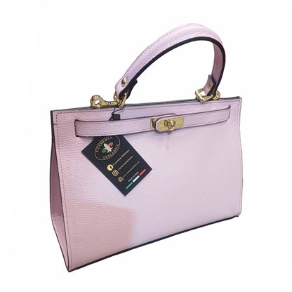 gala borsa rigida in pelle rosa confetto grande da donna elegante made in italy cuoieria italiana