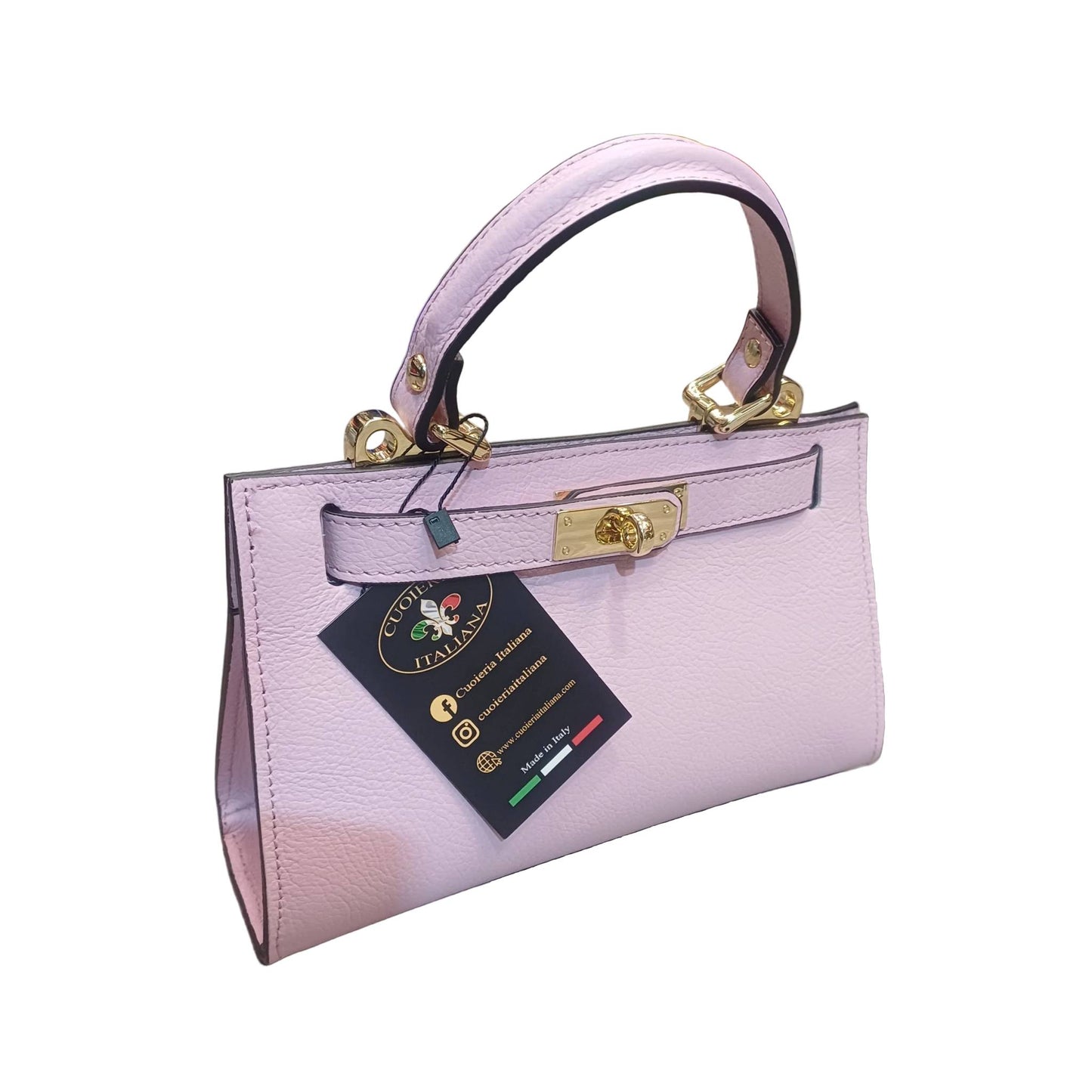 gala borsa rigida in pelle rosa confetto piccola da donna elegante made in italy cuoieria italiana