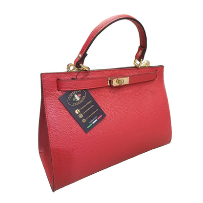 gala borsa rigida in pelle rossa grande da donna elegante made in italy cuoieria italiana