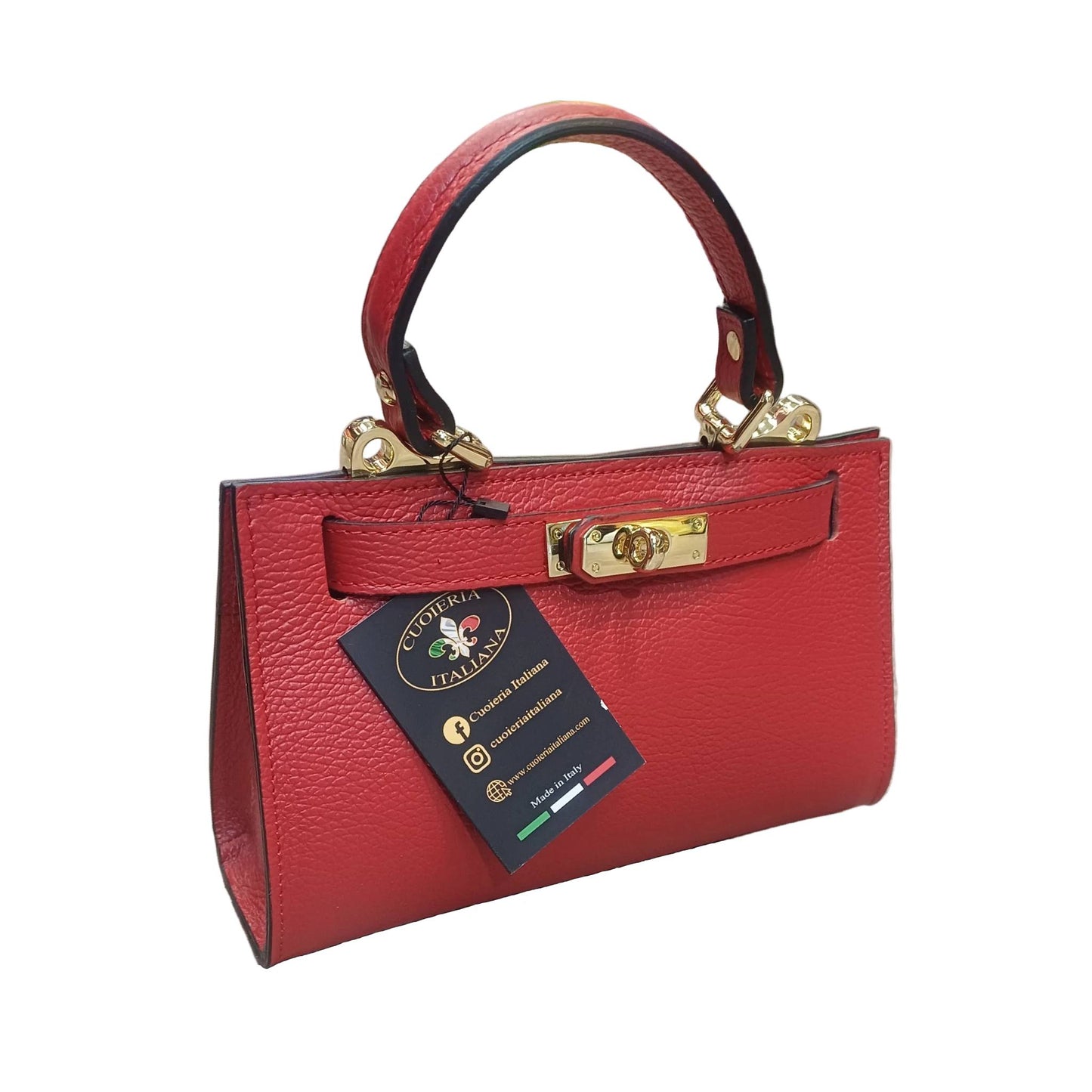 gala borsa rigida in pelle rossa piccola da donna elegante made in italy cuoieria italiana