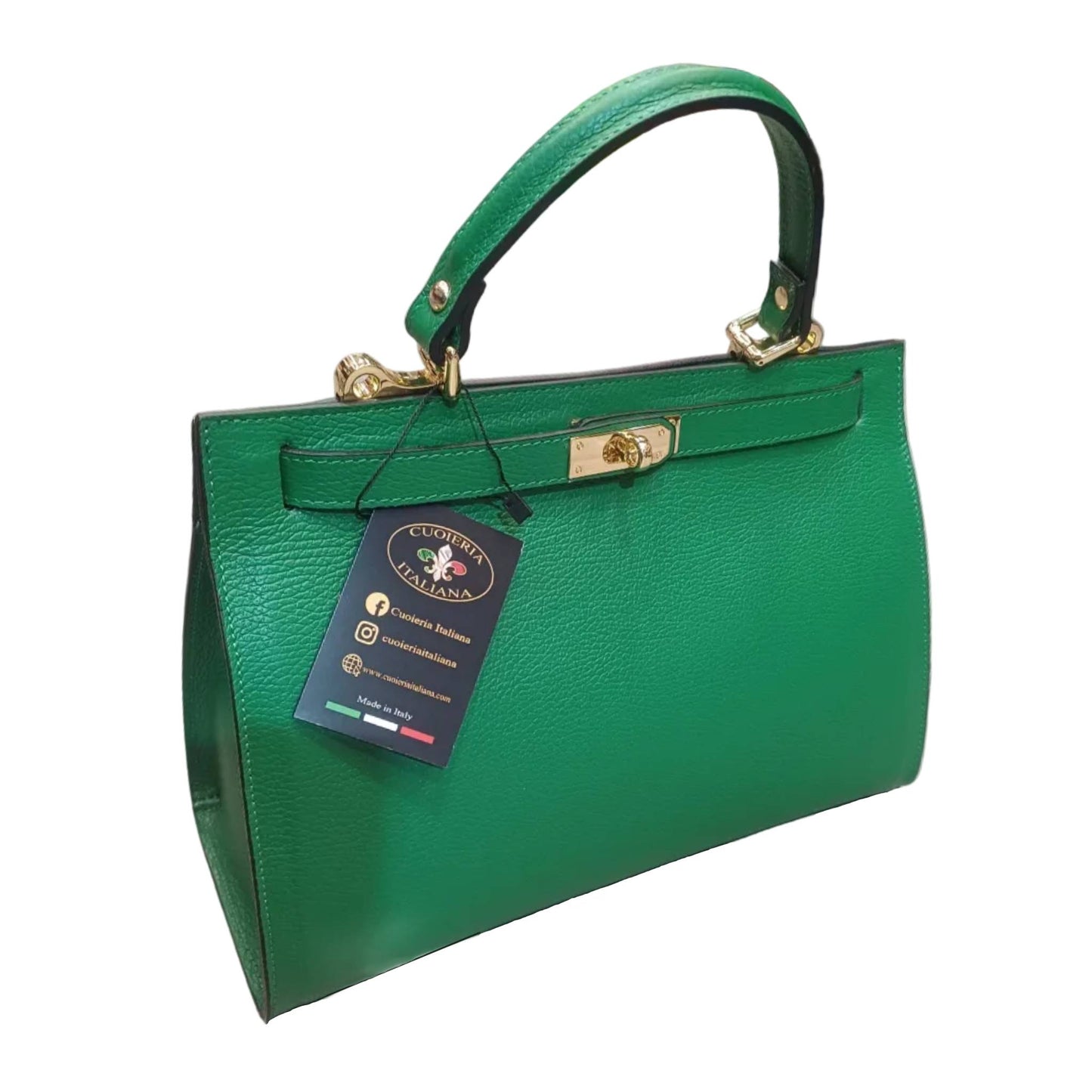 gala borsa rigida in pelle verde grande da donna elegante made in italy cuoieria italiana