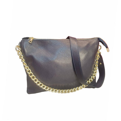 gemini grande borsa a tracolla in pelle blue navy scuro da donna artigianale made in italy cuoieria italiana
