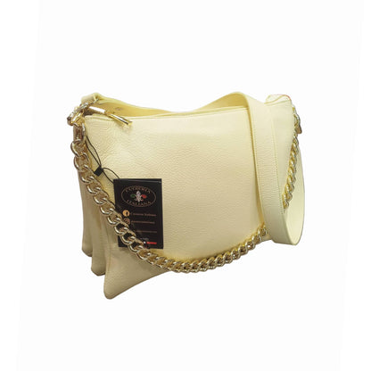 gemini grande borsa a tracolla in pelle gialla chiara da donna artigianale made in italy cuoieria italiana