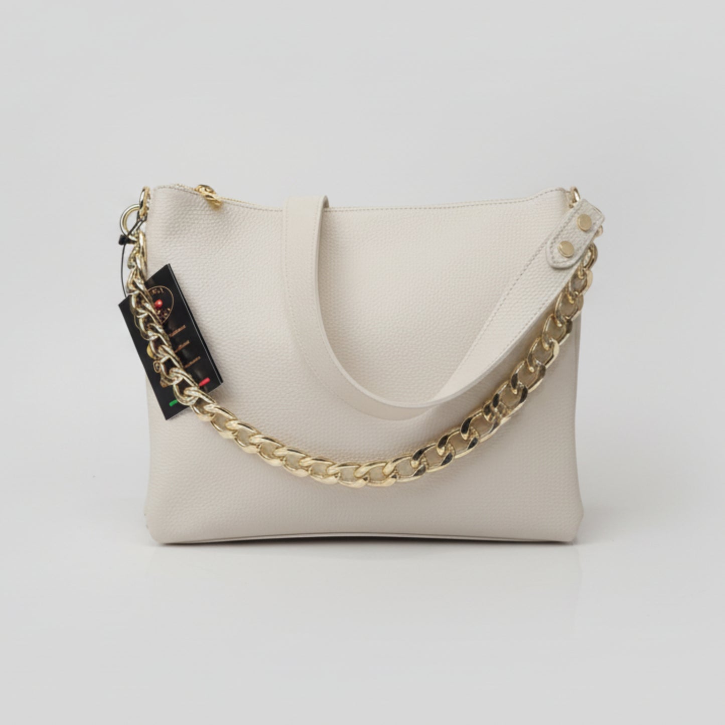 gemini grande borsa a tracolla in pelle panna da donna artigianale made in italy cuoieria italiana