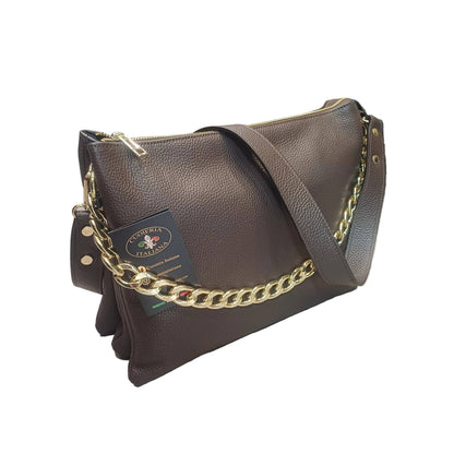 gemini grande borsa a tracolla in pelle testa di moro da donna fatta a mano in cuoio made in italy cuoieria italiana