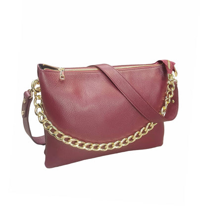 gemini grande borsa a tracolla in pelle vinaccia da donna artigianale made in italy cuoieria italiana