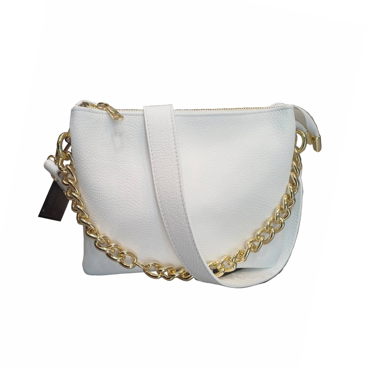 gemini piccola borsa a tracolla in pelle bianca da donna artigianale made in italy cuoieria italiana