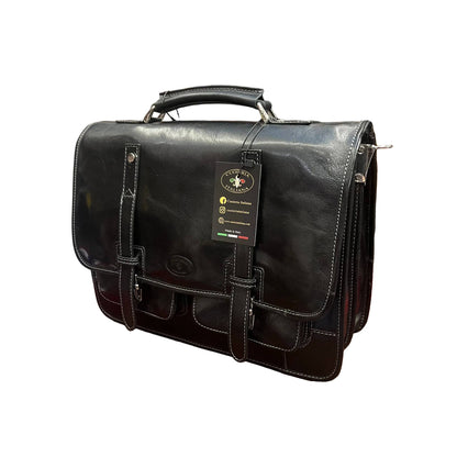 hydra cartella 2 in 1 in cuoio nera borsa zaino da lavoro a tracolla fatta a mano in pelle made in italy cuoieria italiana®