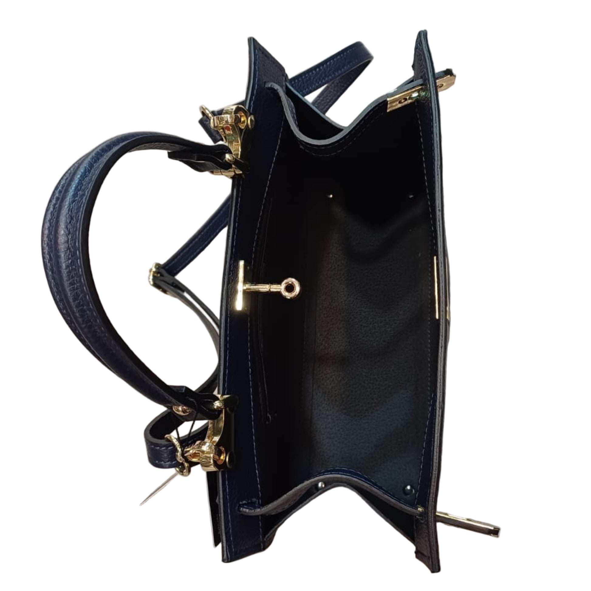 interno Gala Borsa rigida in pelle blu navy da donna Elegante Made in Italy Cuoieria Italiana