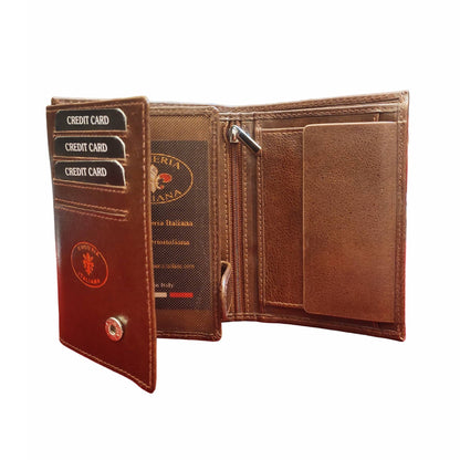 Portafoglio da uomo verticale in pelle artigianale | Made in Italy – Cuoieria Italiana