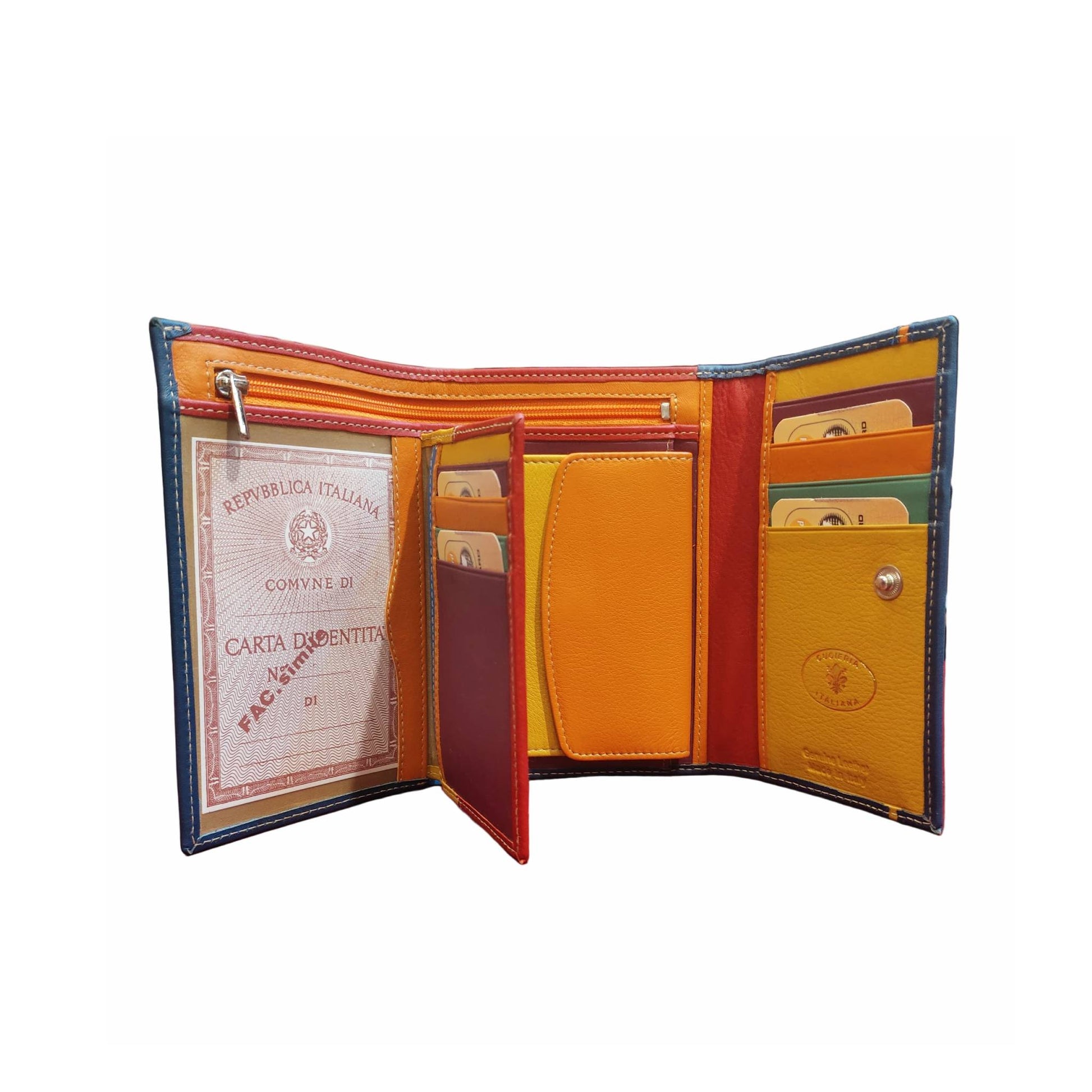 interno Portafoglio grande in pelle artigianale Made in Italy Cuoieria Italiana