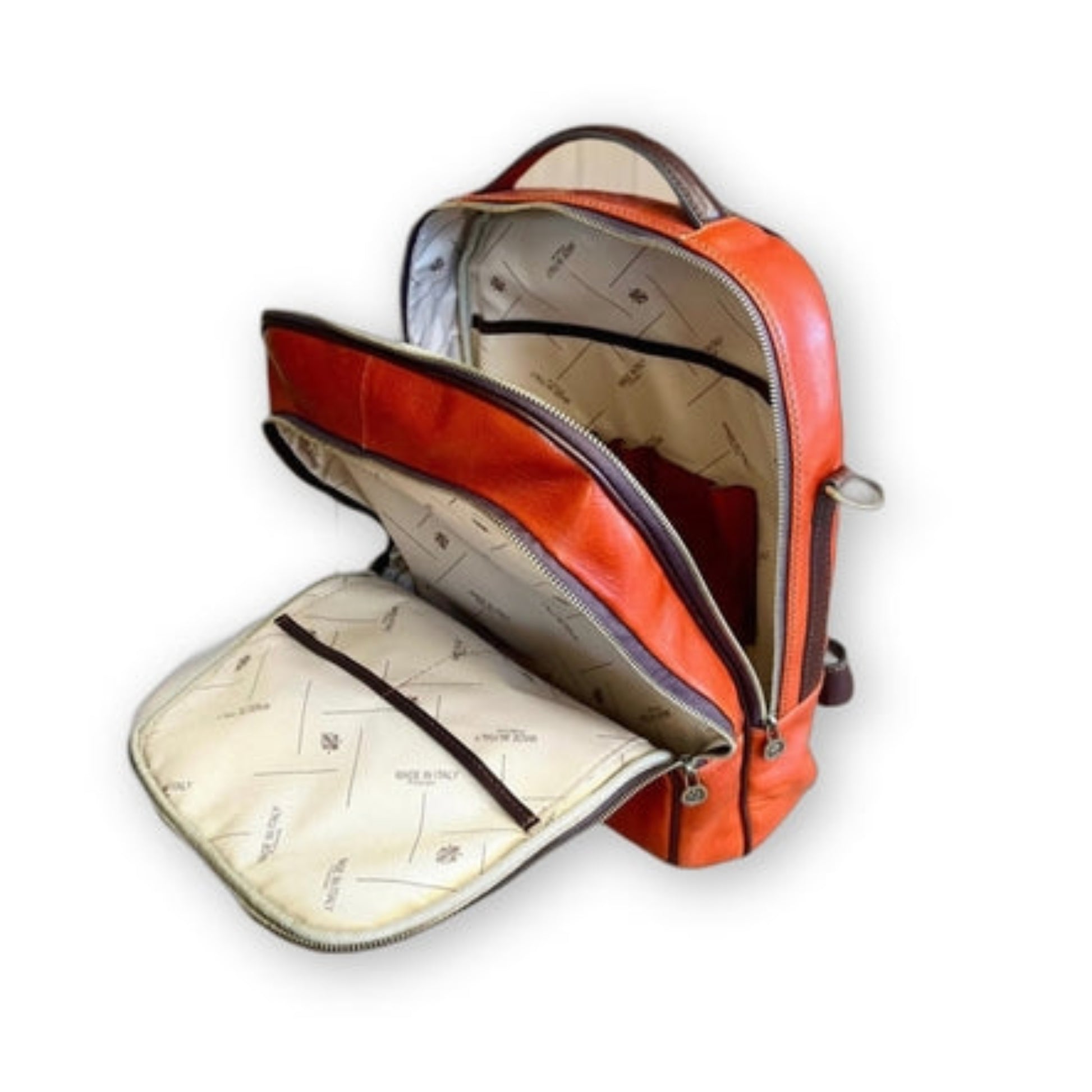interno Zaino grande in pelle Borsa porta PC Made in Italy Cuoieria Italiana