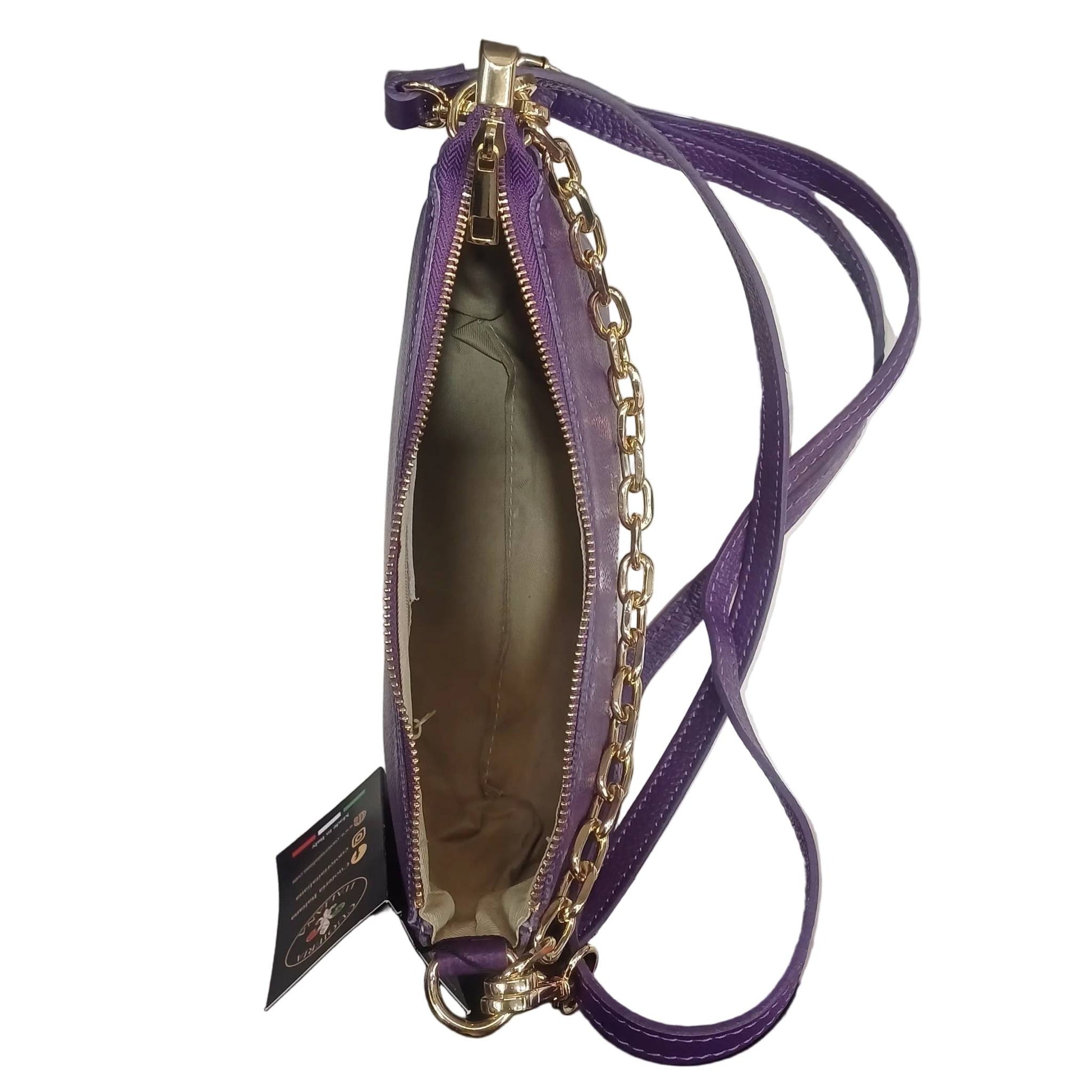 interno apollo borsa postino a tracolla in pelle viola da donna made in italy cuoieria italiana