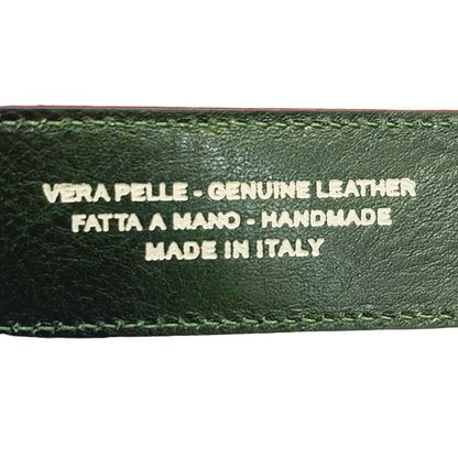 interno cintura verde in pelle accessorio in cuoio made in italy cuoieria italiana