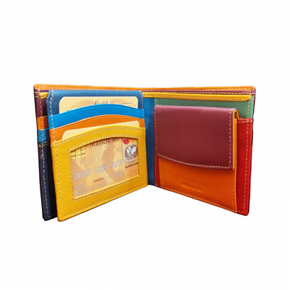 Portafoglio da uomo in pelle artigianale | Interno multicolor | Made in Italy – Cuoieria Italiana