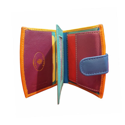 interno portafoglio piccolo in pelle arancione artigianale made in italy cuoieria italiana