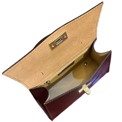 interno scomparti e tasche cometa borsa a tracolla in pelle marrone classico da donna borsa fatta a mano in cuoio made in italy cuoieria italiana