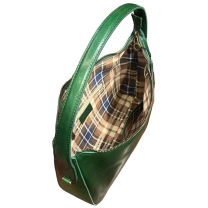 interno scomparti e tasche nebula borsa in pelle verde a tracolla da donna borsa fatta a mano in cuoio made in italy cuoieria italiana®