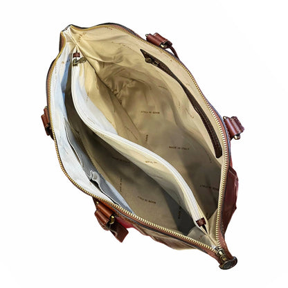 interno scomparti e tasche shopper grande multicolor in pelle borsa grande da donna made in italy cuoieria italiana