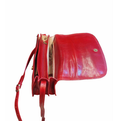 interno scomparti stella grande borsa postino a tracolla in pelle da donna made in italy cuoieria italiana