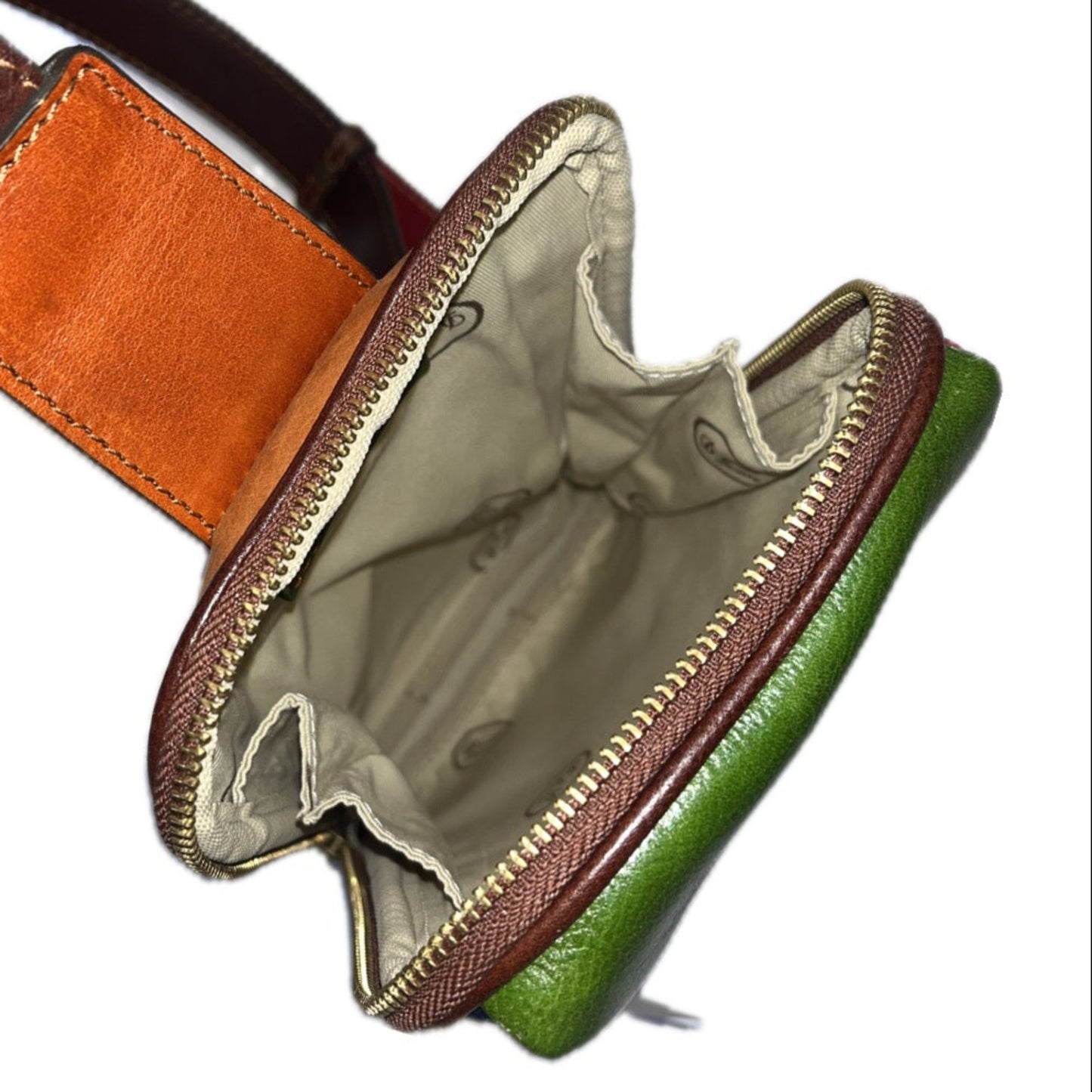 interno tasche Monospalla multicolor 1 in pelle accessorio Borsa a tracolla artigianale Made in Italy Cuoieria Italiana