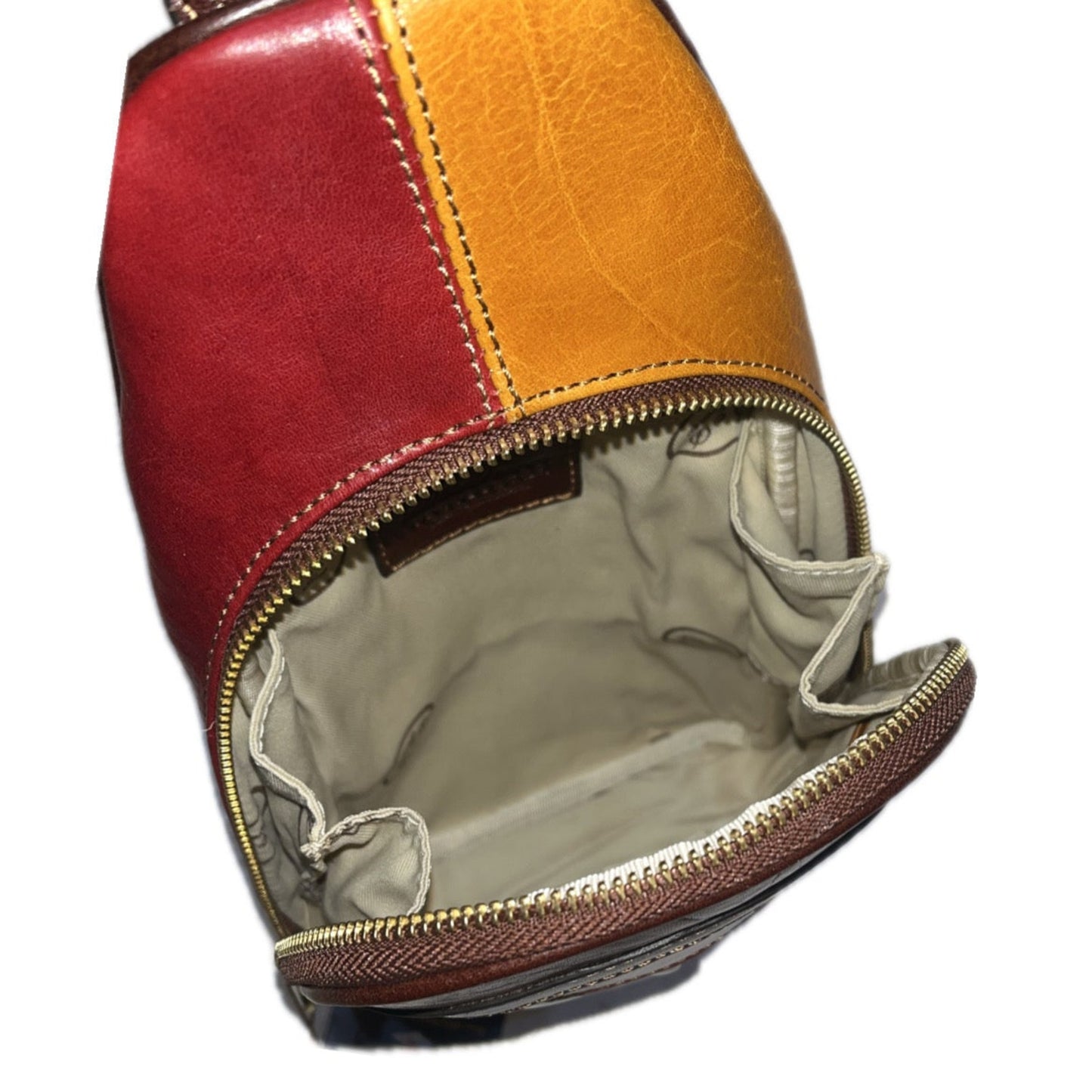 interno tasche Monospalla multicolor 3 in pelle accessorio Borsa a tracolla artigianale Made in Italy Cuoieria Italiana