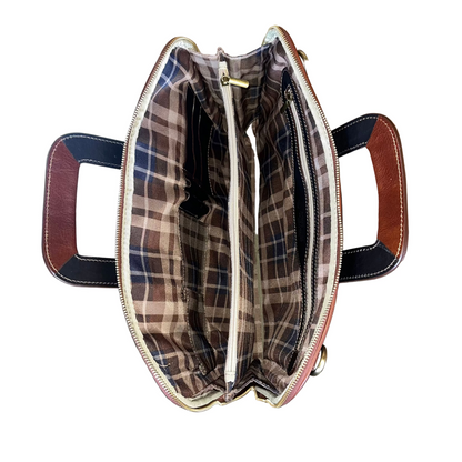 interno tasche e scomparti borsacartella porta pc in pelle da uomo sottile con manici a scomparsa made in italy cuoieria italiana
