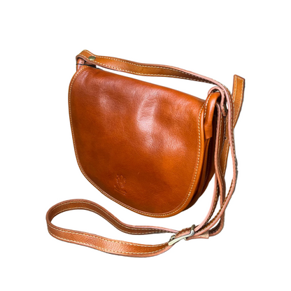 iris borsa postino a tracolla in pelle cuoio naturale da donna made in italy cuoieria italiana