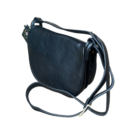 iris borsa postino a tracolla in pelle nera da donna made in italy cuoieria italiana