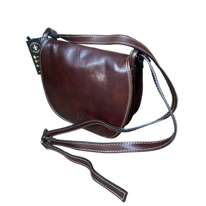 iris borsa postino a tracolla in pelle testa di moro da donna made in italy cuoieria italiana