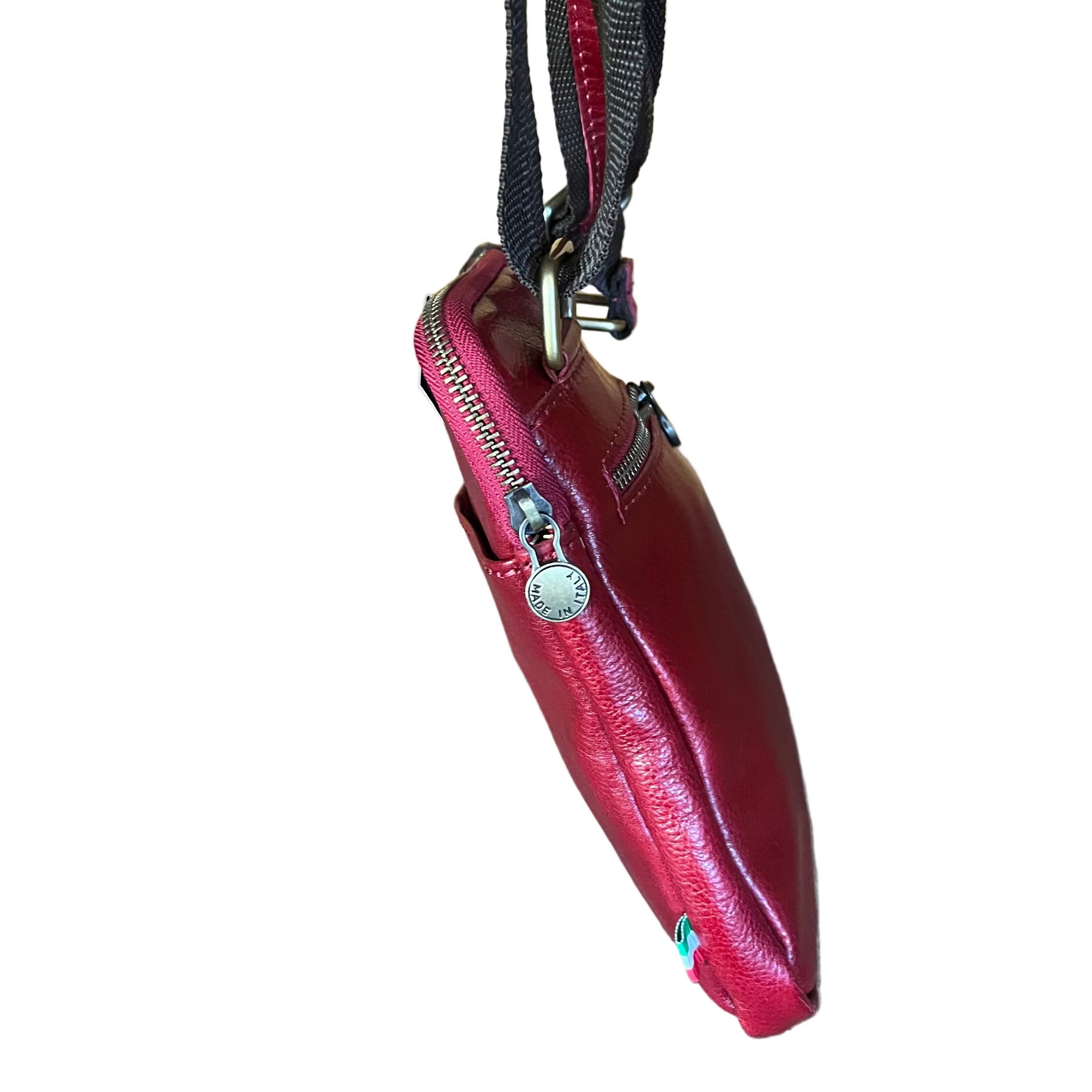larghezza lato Borsello Mountain medio in pelle da uomo accessorio In cuoio artigianale Made in Italy Cuoieria Italiana