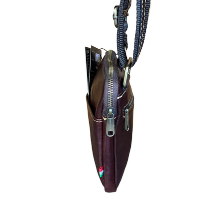 larghezza lato Borsello Mountain piccolo in pelle accessorio da uomo In cuoio artigianale Made in Italy Cuoieria Italiana