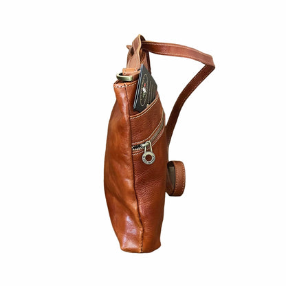 lato profilo larghezza borsello west in pelle cuoio naturale da uomo borsa in cuoio artigianale made in italy cuoieria italiana