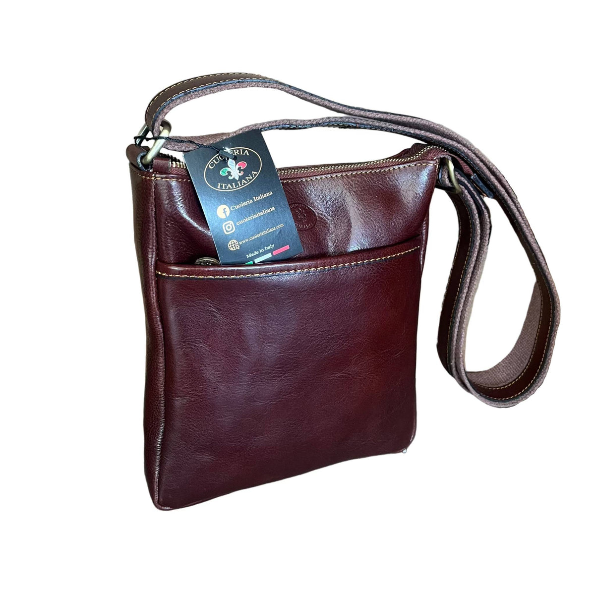 legionario borsello senza pattina in pelle marrone classico da uomo accessorio fatto a mano in cuoio made in italy cuoieria italiana®