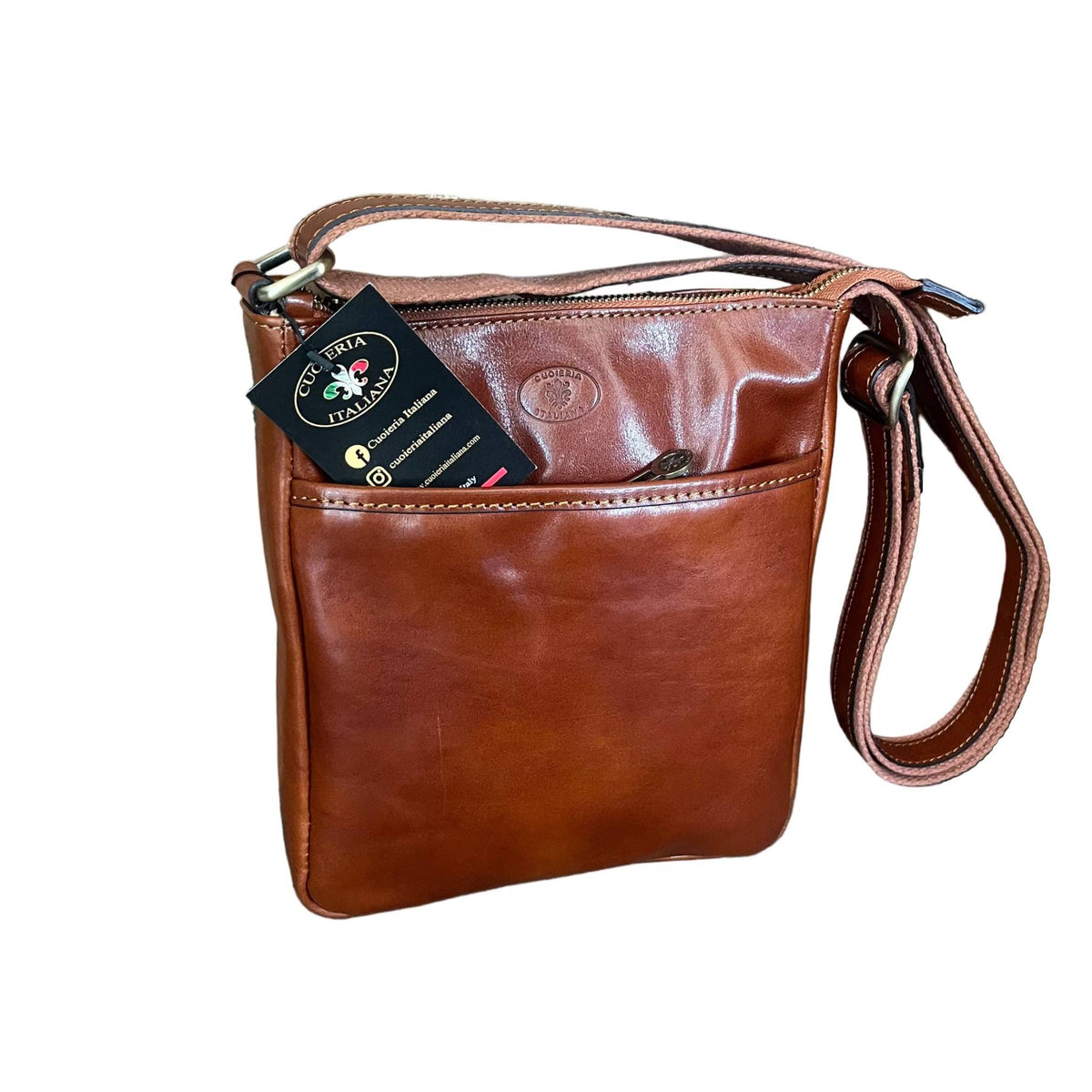 legionario borsello senza pattina in pelle tinta cuoio naturale da uomo accessorio fatto a mano in cuoio made in italy cuoieria italiana®