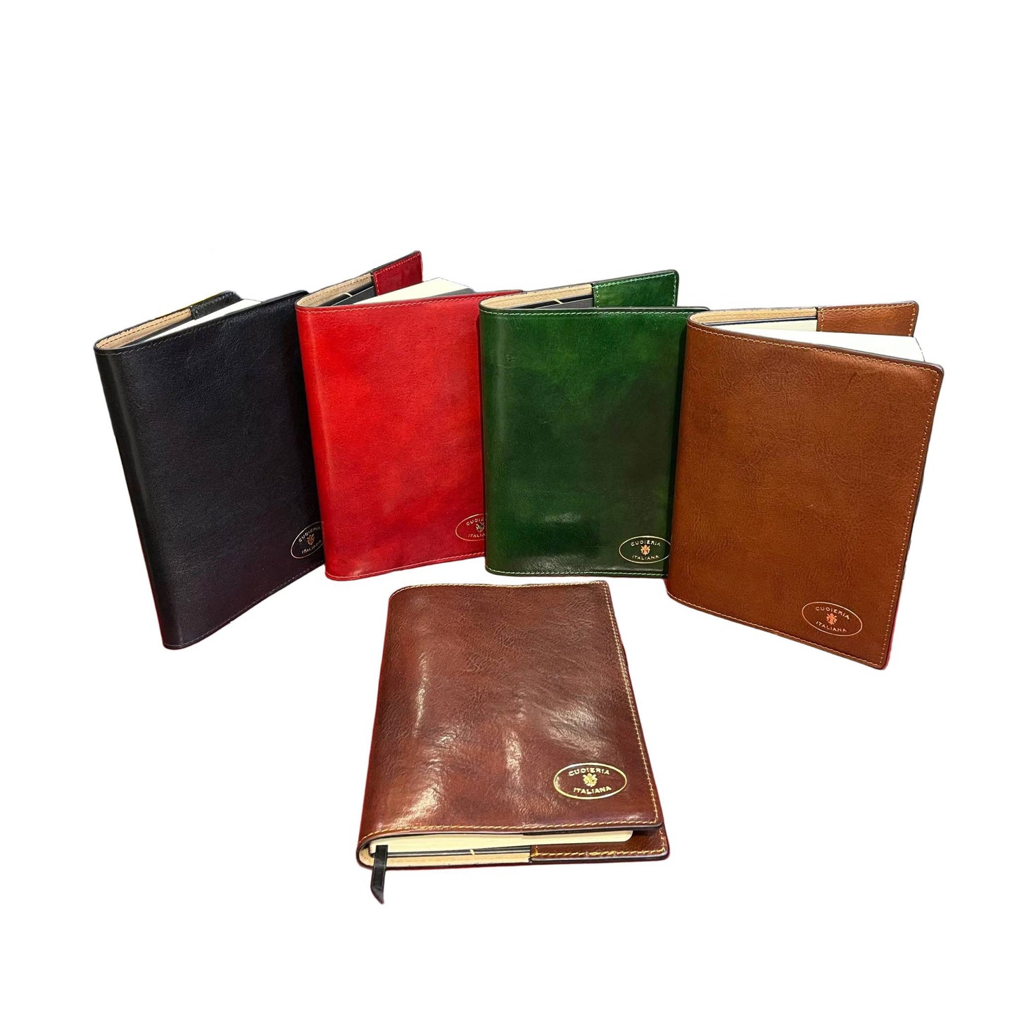 leonida porta agenda in pelle nero rosso verde cuoio marrone classico accessorio da ufficio fatto a mano in cuoio made in italy cuoieria italiana