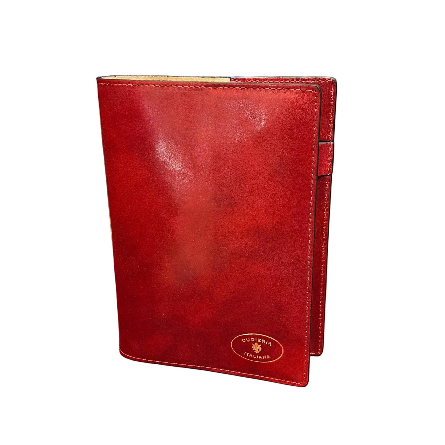 leonida porta agenda in pelle rossa accessorio da ufficio fatto a mano in cuoio made in italy cuoieria italiana