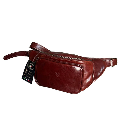 marsupio in pelle taglia media marrone accessorio artigianale unisex made in italy cuoieria italiana