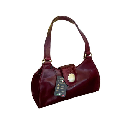 mercury borsa bordeaux scura a spalla in pelle da donna artigianale made in italy cuoieria italiana