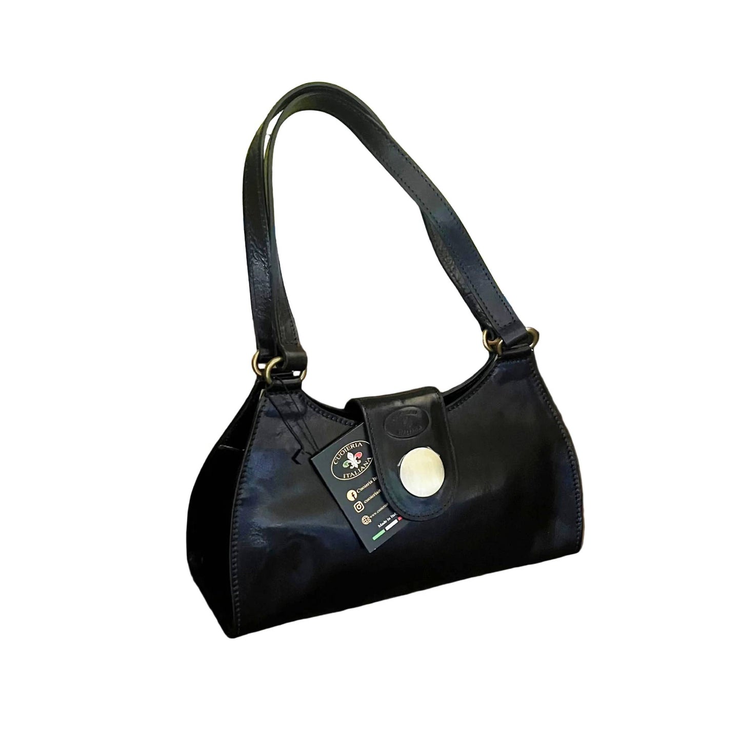 mercury borsa nera a spalla in pelle da donna artigianale made in italy cuoieria italiana
