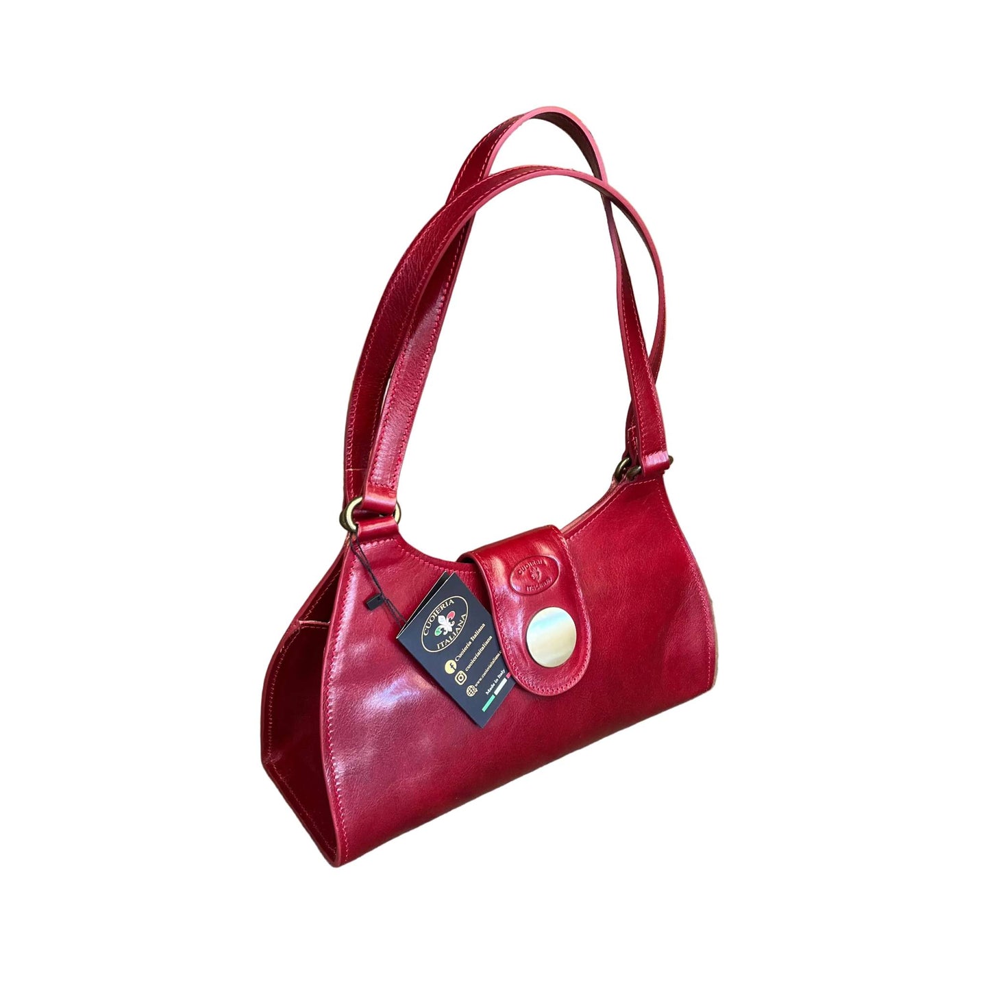 mercury borsa rossa a spalla in pelle da donna artigianale made in italy cuoieria italiana