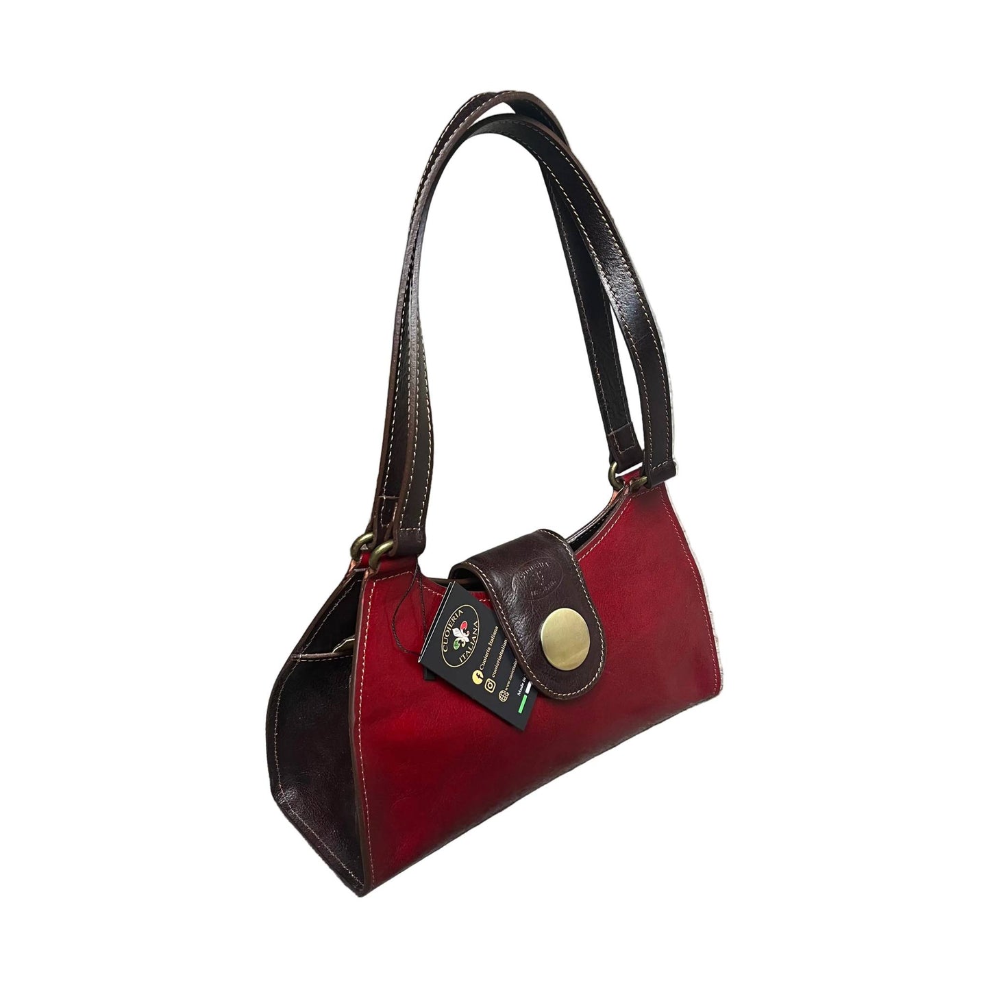 mercury borsa rossa e testa di moro a spalla in pelle da donna artigianale made in italy cuoieria italiana