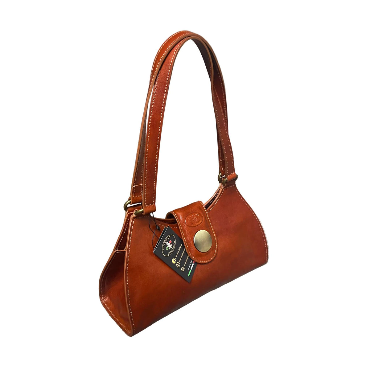 mercury borsa tinta cuoio naturale a spalla in pelle da donna artigianale made in italy cuoieria italiana