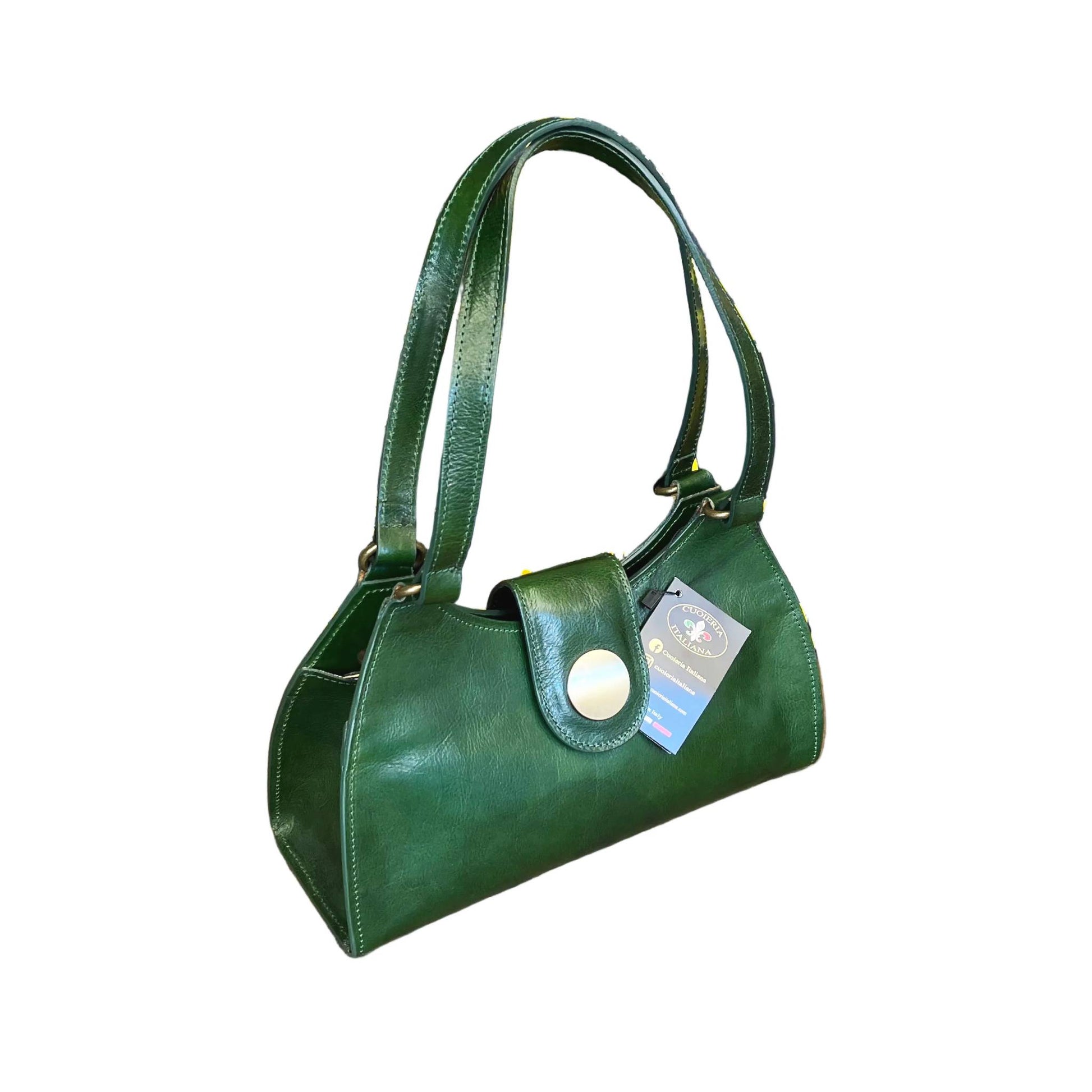 mercury borsa verde a spalla in pelle da donna artigianale made in italy cuoieria italiana